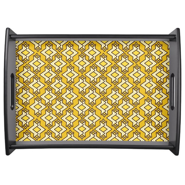 Art Deco Wallpaper Pattern, Mustard Gold Serving Tray (Front)