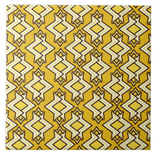Art Deco Wallpaper Pattern, Mustard Gold Tile