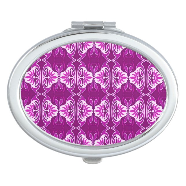 Art Deco wallpaper pattern - purple and white Makeup Mirror (Front)