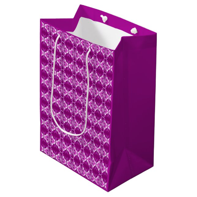 Art Deco wallpaper pattern - purple and white Medium Gift Bag (Front Angled)