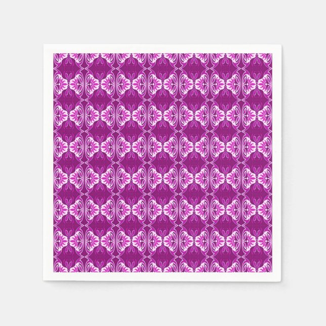 Art Deco wallpaper pattern - purple and white Paper Napkins (Front)