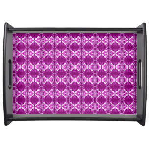 Art Deco wallpaper pattern - purple and white Serving Tray