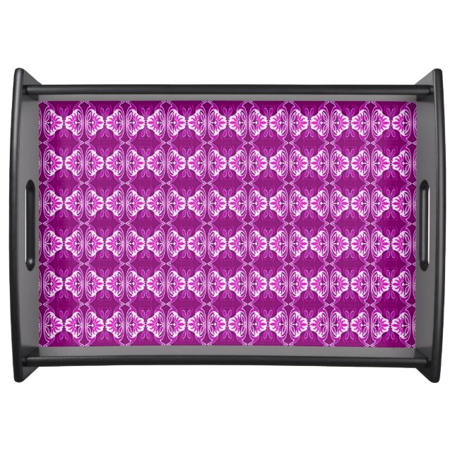 Art Deco wallpaper pattern - purple and white Serving Tray (Front)