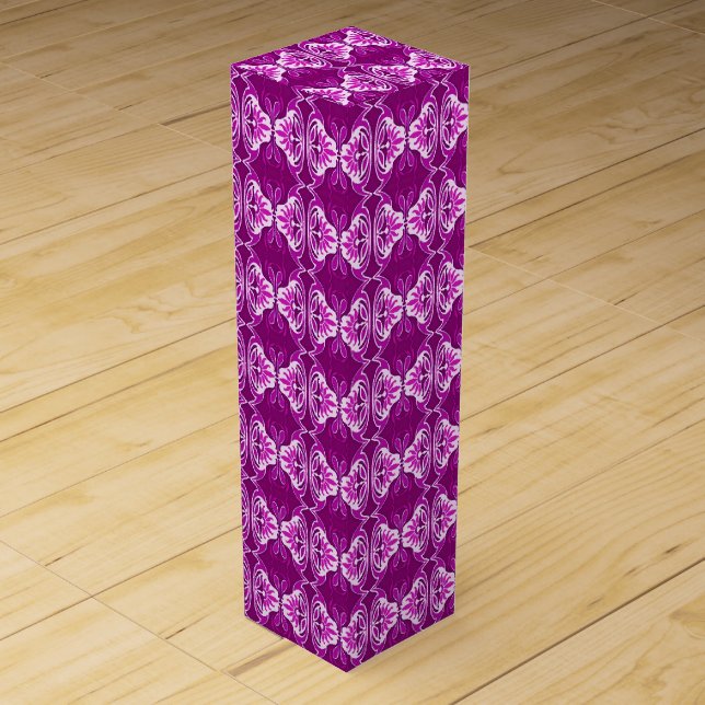 Art Deco wallpaper pattern - purple and white Wine Gift Box (Front)