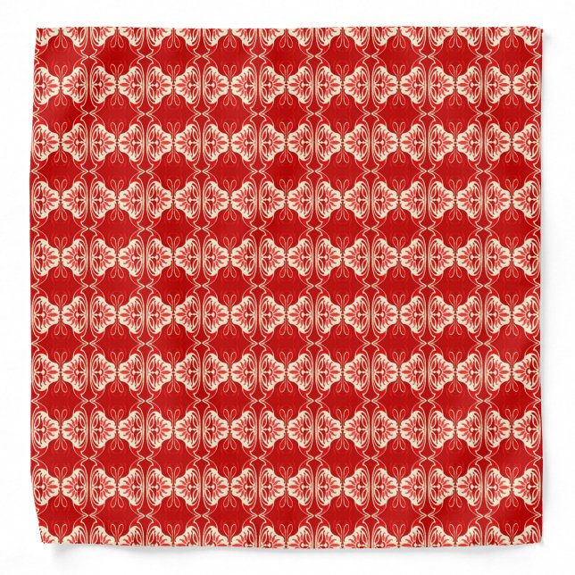 Art Deco wallpaper pattern - red and white Bandana (Front)