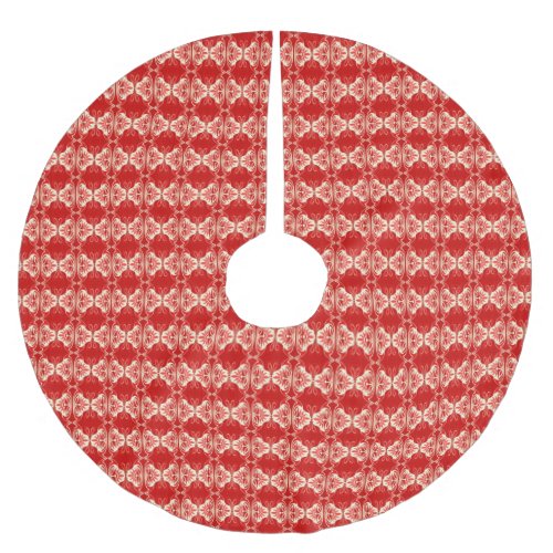 Art Deco wallpaper pattern _ red and white Brushed Polyester Tree Skirt