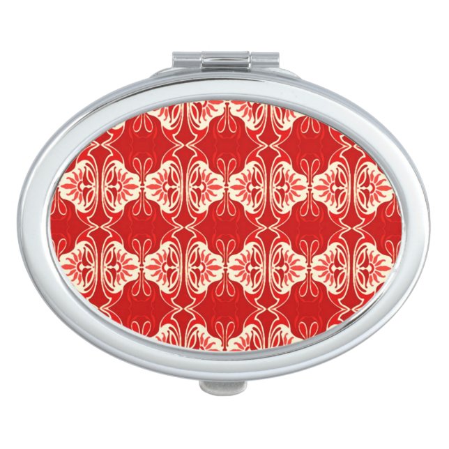 Art Deco wallpaper pattern - red and white Compact Mirror (Front)