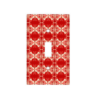 Art Deco wallpaper pattern - red and white Light Switch Cover