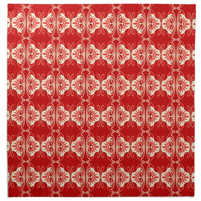 Art Deco wallpaper pattern - red and white Napkin (Front)