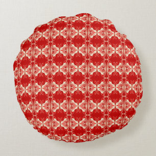 Art Deco wallpaper pattern - red and white Round Pillow