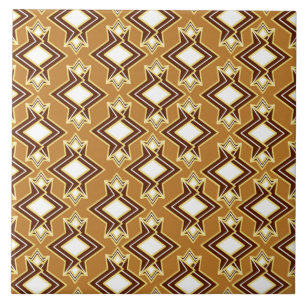 Art Deco Wallpaper Pattern, Tan and Brown Ceramic Tile