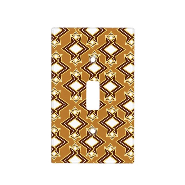 Art Deco Wallpaper Pattern, Tan and Brown Light Switch Cover (Front)