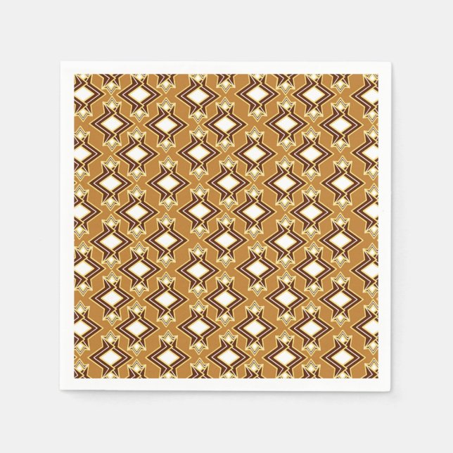 Art Deco Wallpaper Pattern, Tan and Brown Paper Napkins (Front)