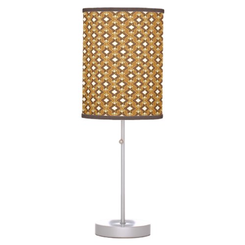 Art Deco Wallpaper Pattern Tan and Brown Table Lamp