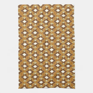 Art Deco Wallpaper Pattern, Tan and Brown Towel