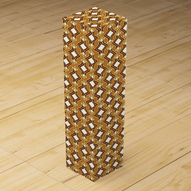 Art Deco Wallpaper Pattern, Tan and Brown Wine Box (Front)