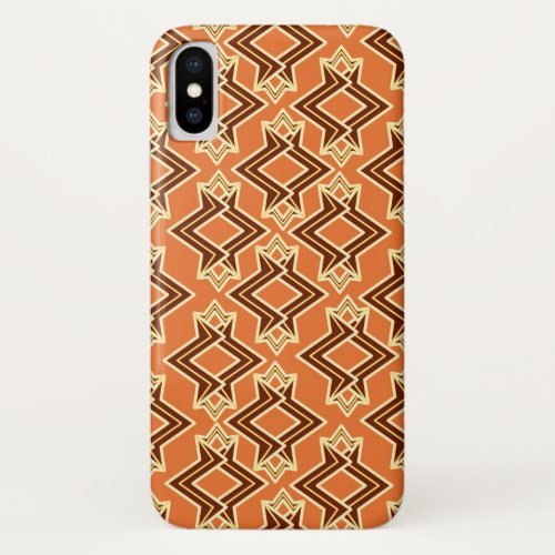 Art Deco Wallpaper Pattern Terracotta  Rust iPhone X Case