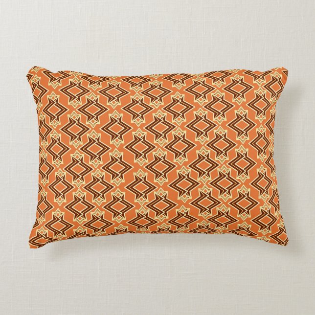Art Deco Wallpaper Pattern, Terracotta / Rust Decorative Pillow (Front)