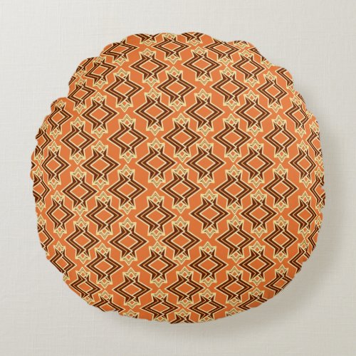 Art Deco Wallpaper Pattern Terracotta  Rust Round Pillow