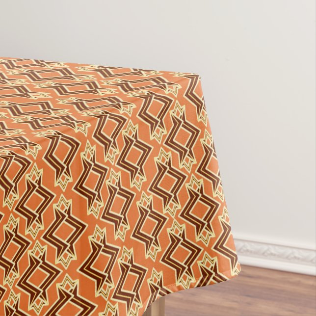 Art Deco Wallpaper Pattern, Terracotta / Rust Tablecloth (In Situ)