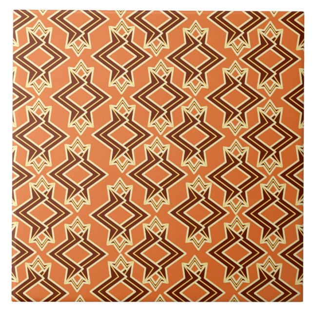 Art Deco Wallpaper Pattern, Terracotta / Rust Tile (Front)