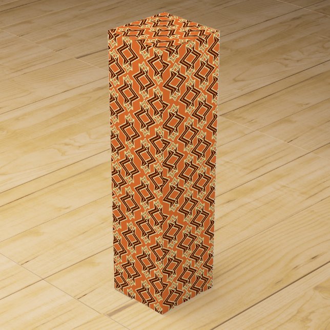 Art Deco Wallpaper Pattern, Terracotta / Rust Wine Box (Front)