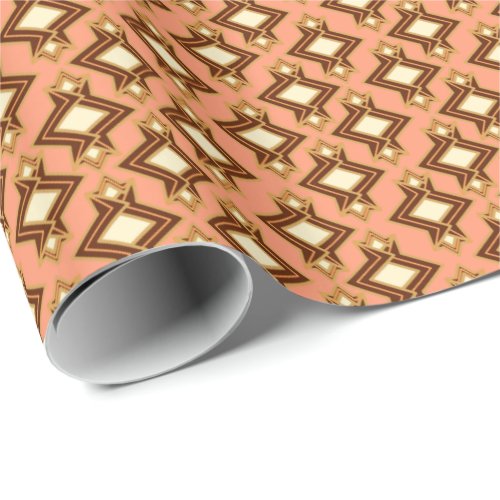 Art Deco Wallpaper Pattern Terracotta  Rust Wrapping Paper