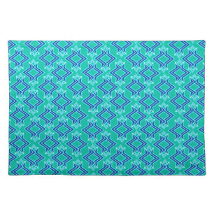 Art Deco Wallpaper Pattern, Turquoise and Cobalt Cloth Placemat
