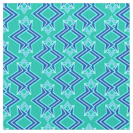 Art Deco Wallpaper Pattern, Turquoise and Cobalt Fabric