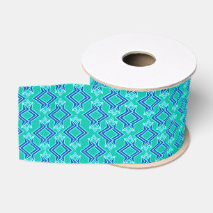Art Deco Wallpaper Pattern, Turquoise and Cobalt Grosgrain Ribbon