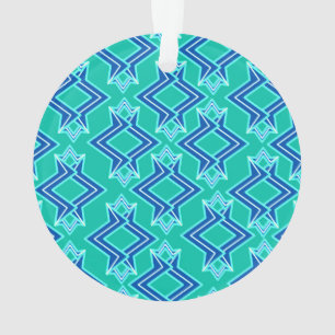 Art Deco Wallpaper Pattern, Turquoise and Cobalt Ornament