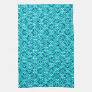 Art Deco Wallpaper Pattern, Turquoise and Cobalt Towel