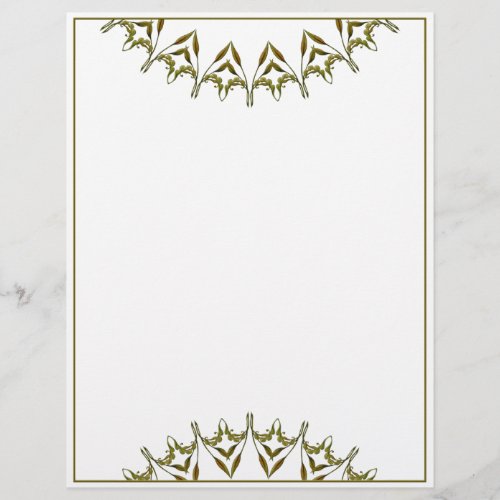 Art Deco watercolor leaves Letterhead