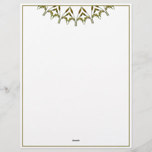 Art Deco watercolor leaves Letterhead