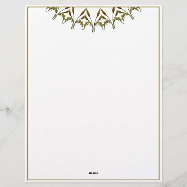 Art Deco watercolor leaves Letterhead (Back)