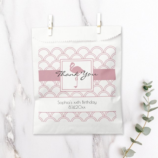 Art Deco Wave Patten Pink Flamingo Birthday Favor Bag (Creator Uploaded)
