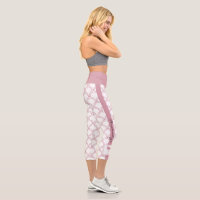 Abstract Paint Splatter Pink Flamingo Capri Leggings