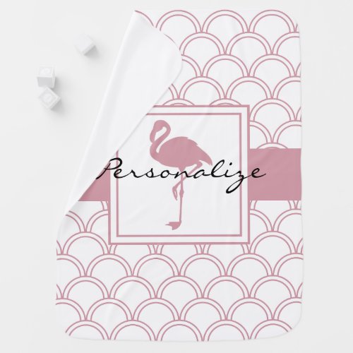 Art Deco Wave Patten Pink Flamingo Girl Baby Blanket