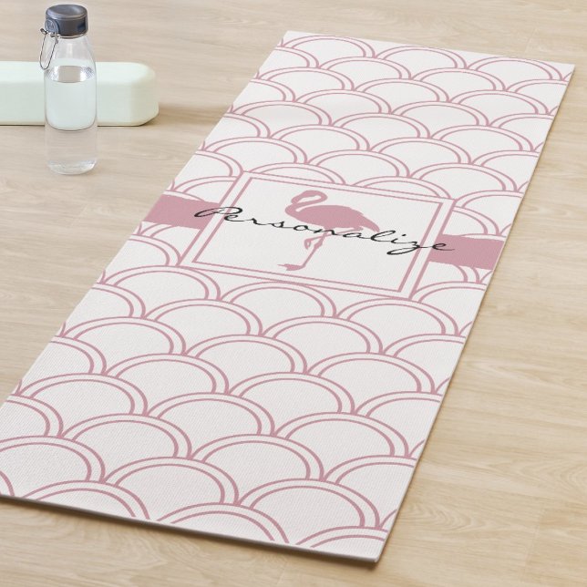 Art Deco Wave Patten Pink Flamingo Yoga Mat (Creator Uploaded)