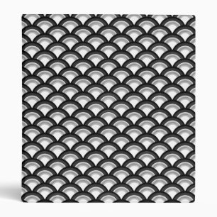 Art Deco wave pattern - black and white 3 Ring Binder