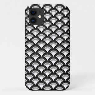 Art Deco wave pattern - black and white iPhone 11 Case