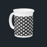 Art Deco wave pattern - black and white Drink Pitcher<br><div class="desc">An Art Deco pattern based on the traditional wave pattern often seen in Japanese textiles,  in black,  white and grey</div>