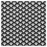 Art Deco wave pattern - black and white Fabric