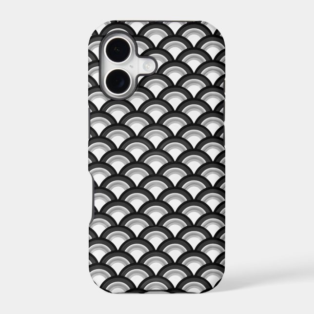 Art Deco wave pattern - black and white Iphone Case (Back)