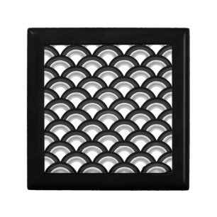 Art Deco wave pattern - black and white Keepsake Box