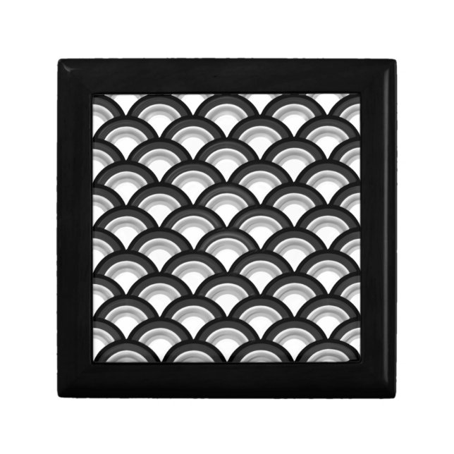 Art Deco wave pattern - black and white Keepsake Box (Front)