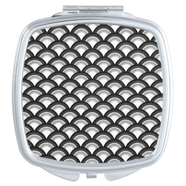 Art Deco wave pattern - black and white Makeup Mirror (Front)