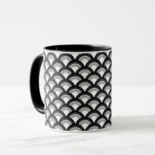 Art Deco wave pattern _ black and white Mug