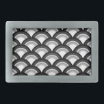 Art Deco wave pattern - black and white Rectangular Belt Buckle<br><div class="desc">An Art Deco pattern based on the traditional wave pattern often seen in Japanese textiles,  in black,  white and grey</div>