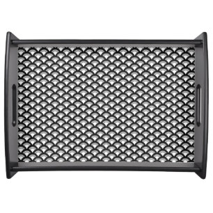 Art Deco wave pattern - black and white Serving Tray